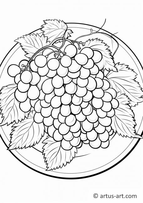 Рисунок винограда на тарелке для раскрашивания
